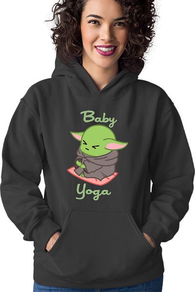 OEM Hanorac dama Baby Yoda Meditate Morning Stress