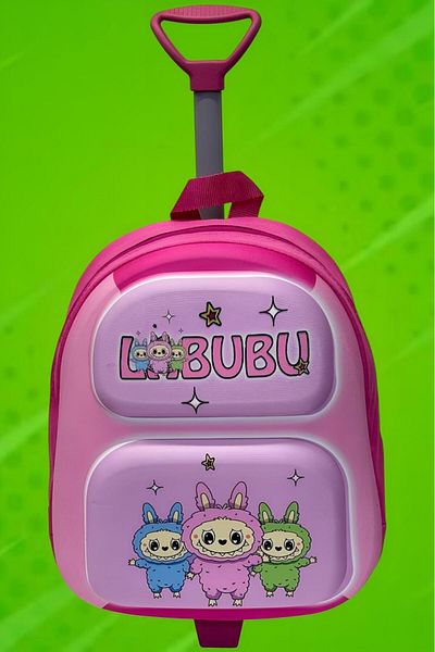 Uniquerrs 2-6 ani Grădiniță Creșă Labubu 3D Colorat Eva Imprimat Rucsac și ghiozdan cu roți