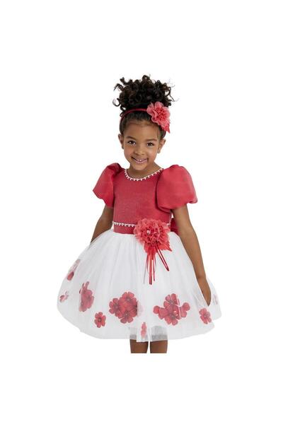 Pamina Elegant red dress for girls with flowers - Kids
