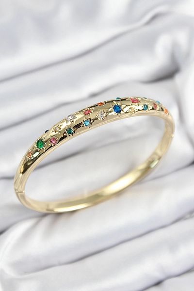 NETWORK ART Bfs Brass Colored Zircon Stone Pole Star Model Gold Color Women's Handcuffs