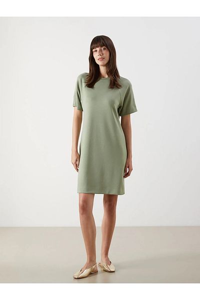 LC Waikiki Lcw Comfort Green Crew Neck T-Shirt Dress
