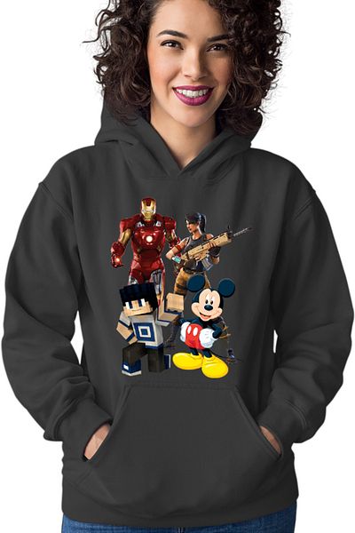 OEM Women's Hoodie Ironman Mickey Mouse Minecraft Fortnite Games