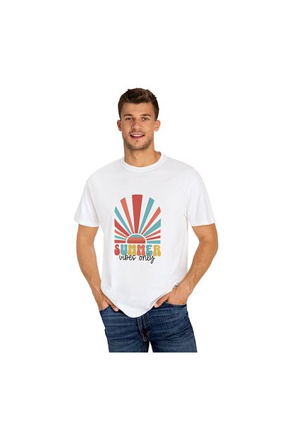Hilosh Summer Vibes Only Printed Crew Neck Comfort Fit Unisex White T-Shirt