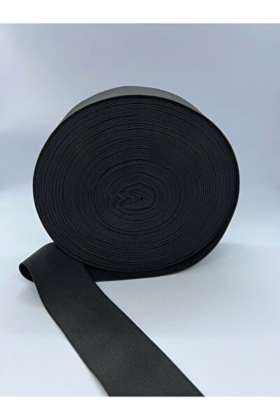 DAK Aksesuar 5 cm Siyah Yassı Dokuma Lastik 25 Metre - Bel Paça Don Lastiği -...