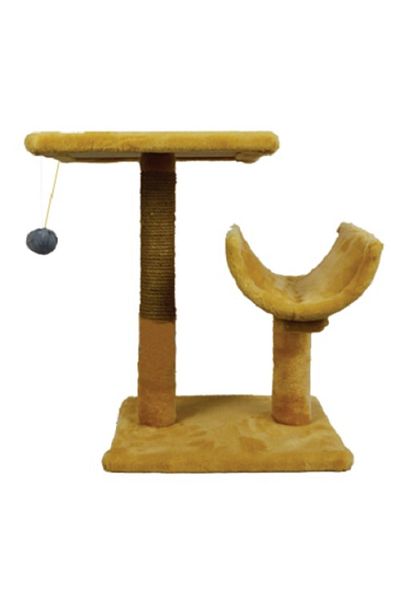 Agility Cat play set, shelf type with tassels and semi-tunnel, beige