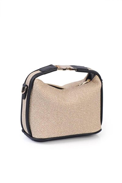 chocolatebag Women's Straw Lock Detailed Strap Bag Bella Black