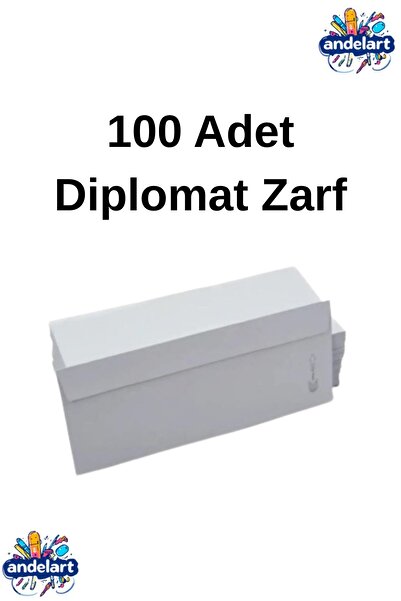 andelart 100 Adet Diplomat Zarf Para Zarfı Fatura Zarfı Penceresiz Diplomat Zarf