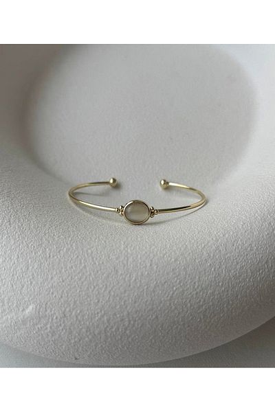 mos&more Gold White Opaque Stone Crispy Bracelet