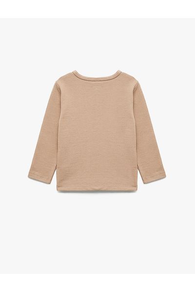 Koton Cotton Long Sleeve Button T-Shirt