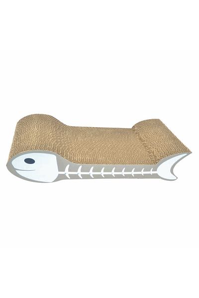 Agility Cardboard cat scratcher, fishbone pattern, 40.95x21.59x8.25 cm, White