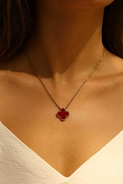 GLOW LUXE 316L Steel Red Color Stainless Stylish Design Necklace