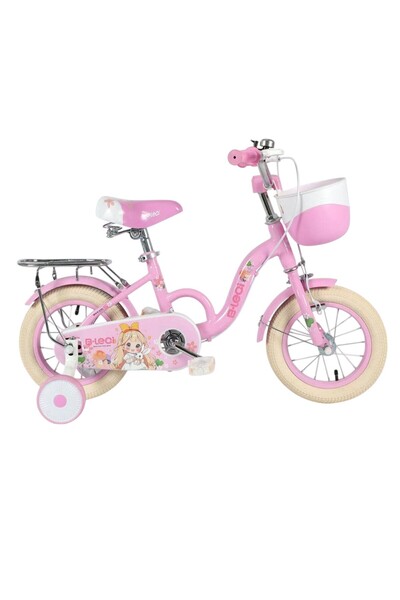 OEM Bicicletă pentru fete cu coș frontal, portbagaj și roți de antrenament, a...