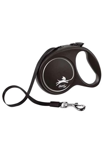 Flexi Lesa pentru caini Flexi, Retractabila, Pana la 50 kg, marimea L, 5m, Negru