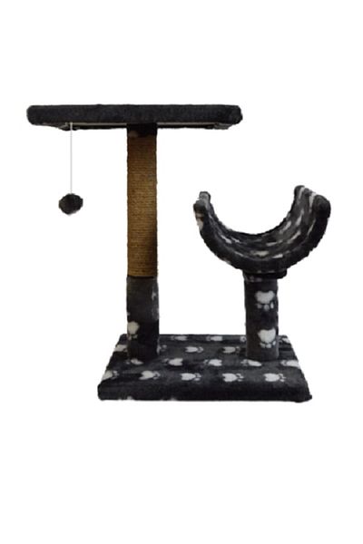 Agility Cat play set, shelf type with tassels and semi-tunnel, gray/white