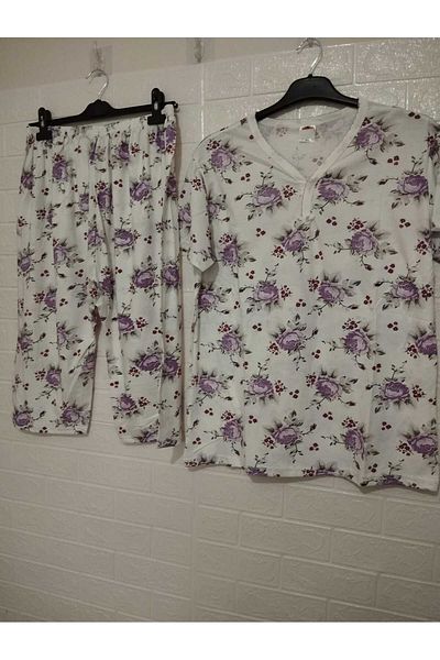 anne moda ankara Καλοκαιρινό, Λεπτό, Βαμβακερό, Κοντό μανίκι, Κάπρι, ΜΕΓΑΛΟ ΜΕΓΕΘΟΣ, Σετ πιτζάμες