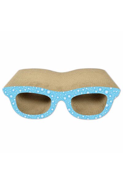 Agility Zgarietor din carton pentru pisici, model ochelari, 38.1x20.32x12.7 cm, Albastru