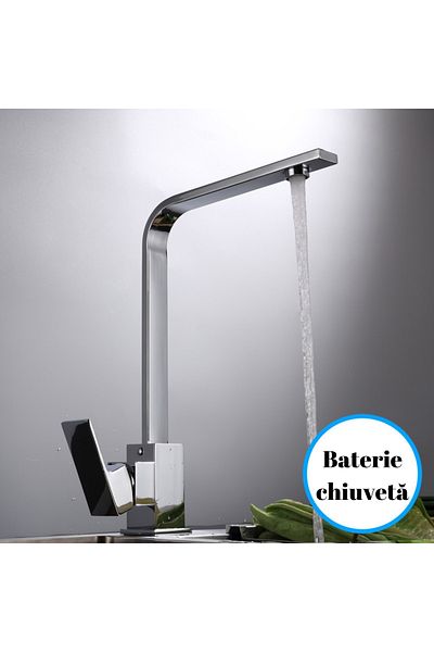 Adsinio Baterie chiuvetă bucătărie, Adsinio, pipă înaltă, rotativă, monocomandă, argintiu