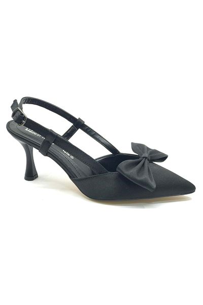 KOCAMANLAR Pantofi cu toc pentru femei Mehtap Ribbon Detaliat Stiletto cu spatele deschis NEGRI