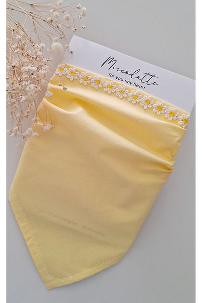 Miccolatte Baby Girl Daisy Detailed Cotton Poplin Tie-Up Triangle Bandana (0-2.5 Years)