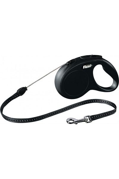 Flexi Lesa Classic, cu Snur, marimea S, 5 m/12 kg, Negru