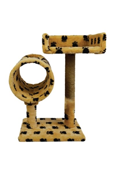 Agility Cat play set, shelf type with tassels and semi-tunnel, beige/black