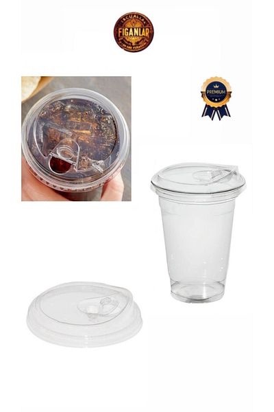 figanlar ambalaj 350Cc Thick Plastic Pet Lemonade/Milkshake Cup with 50Pcs Clip Lids