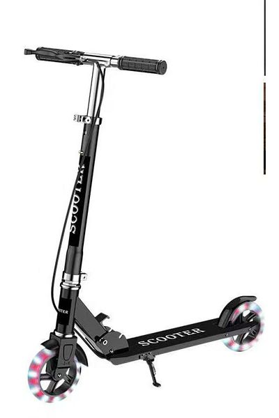 OEM Foldable scooter with 2 lighted wheels, handbrake, jack, max weight 60 kg, color Black