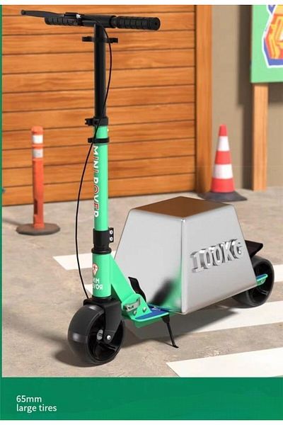 OEM 2-wheel scooter, foldable design, 65 mm wide wheels with LED lights, adjustable, handbrake
