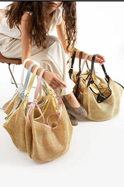By-Kuss Knitted Straw Shoulder Bag