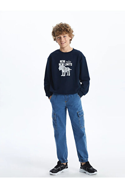 LC Waikiki Lcw Kids Indigo Elastic Waist Boy's Cargo Jean Trousers