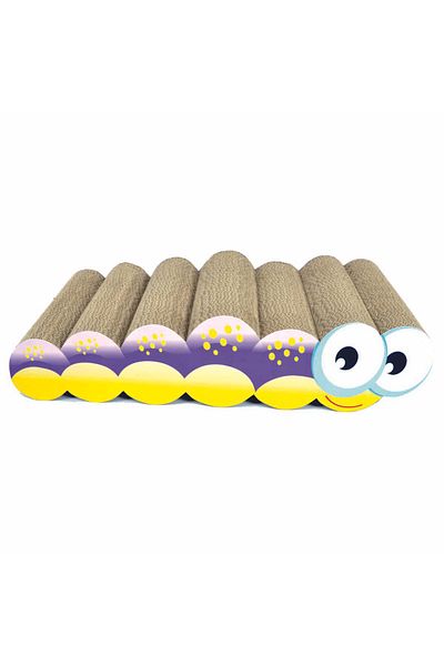Agility Cardboard cat scratcher, caterpillar model, 48.26x22.22x10.99 cm, Multicolor