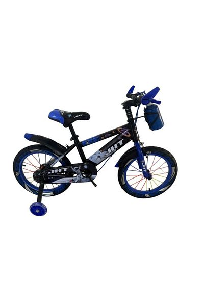 JHT Bicicletă cu pedale pentru copii, JHT, roți de 16 inch, frâne față-spate, cu roți de antrenament din silicon