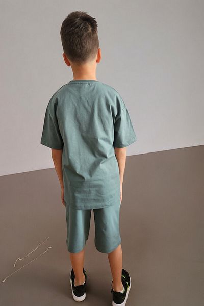 EYLÜL EZGİ BUTİK Boys Printed Summer T-Shirt Shorts Two-Piece Set