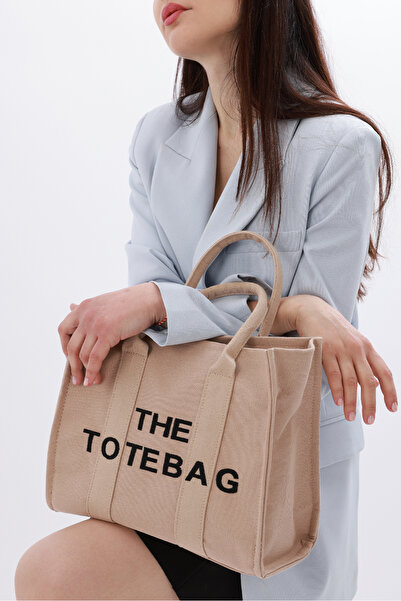 Cochines Women's Beige Bag Long Strap Canvas Large Lined Inner Pocket Tote Bag Cross Hand and Shoulder Bag