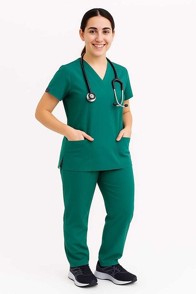 PIQUE Turcoaz Lycra Unisex Manecă Liliac Asistentă și Doctor Scrubs Scrubs