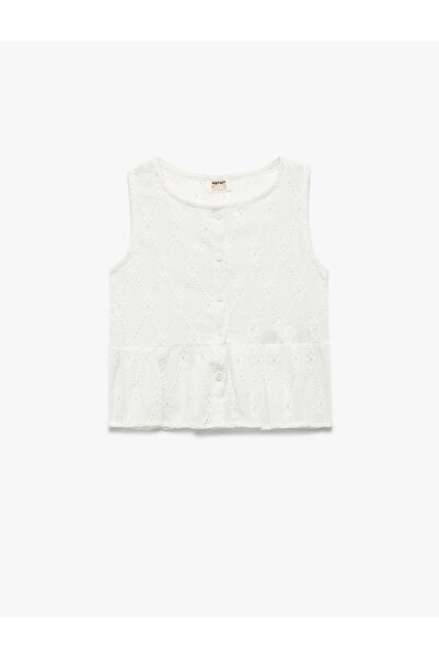 Koton Button Detailed Sleeveless Brode Blouse