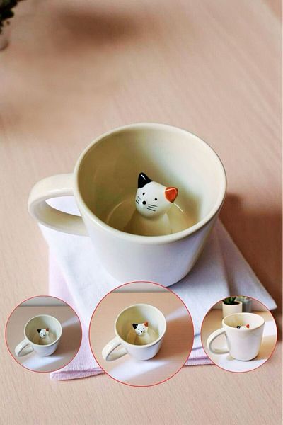 Museburan Handmade Ceramic Cute Cat Cat Model Mug Mug Cup |   Mug Cup Mug Coffee Cup