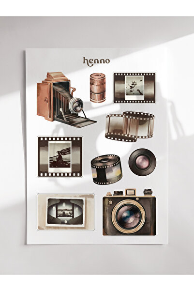 Henno Retro Kamera & Fotoğraf Temalı Sticker Seti (1 adet 10x13 cm) | Defter,...