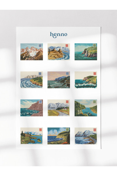 Henno Vintage Doğa Manzarası Temalı Sticker Seti (1 adet A6) | Ajanda, Defter...