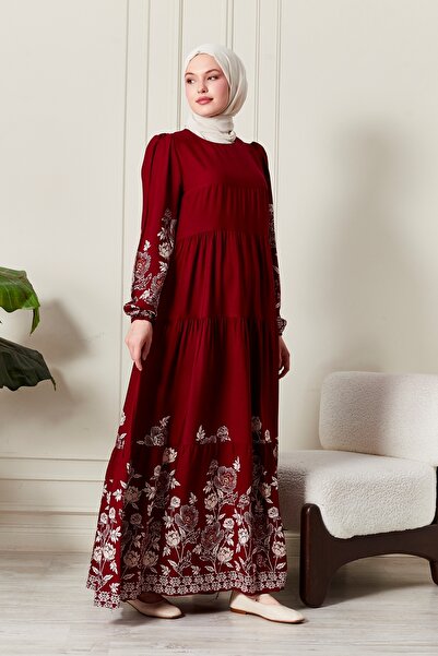 fistan Eteği Kat Kat Sulu Desen Tesettür Elbise Namaz Elbisesi Anne Elbisesi ...