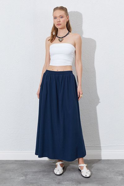 EDITION WOMAN Long Women's Skirt with Elastic Waist, Pockets and Comfortable Fit |   Ek100291338