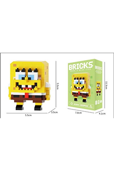 OEM Building Set, Mini Character, Cartoon, Spongebob, 202 Pieces, For Children and Adults