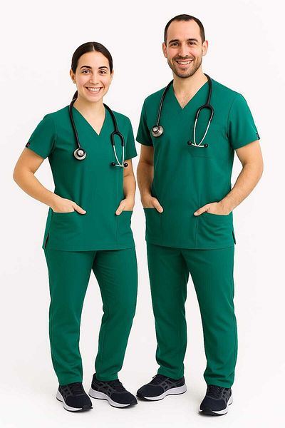 PIQUE Turcoaz Lycra Unisex Manecă Liliac Asistentă și Doctor Scrubs Scrubs