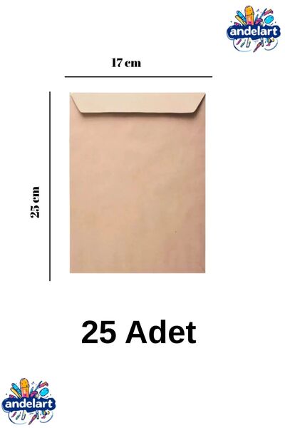 andelart Torba Zarf 17x25 Kraft 90 gr Silikonlu 25 Li