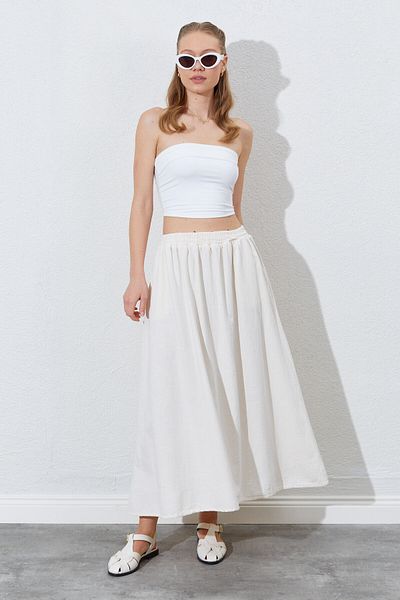 EDITION WOMAN Long Women's Skirt with Elastic Waist, Pockets and Comfortable Fit |   Ek100291338