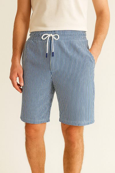 Calista home Men's Striped Pocket Shorts – Soft Fabric, Comfortable Fit, Summer