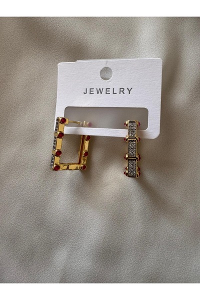 RİSE Serenay Model Rectangular Zircon Stone Earrings