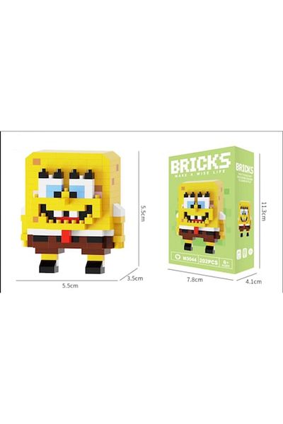 OEM Construction Set, Mini Character, Cartoon, Spongebob, 202 Pieces, For Kids and Adults