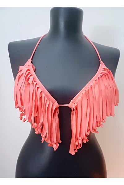Nishstyle Üstü Somon Penbe Püsküllü Brezilian Bikini Takım