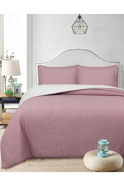 Bikaya Home Ponponlu Çift Kişilik 3 Parça Yatak Örtüsü Seti -260x240 cm
